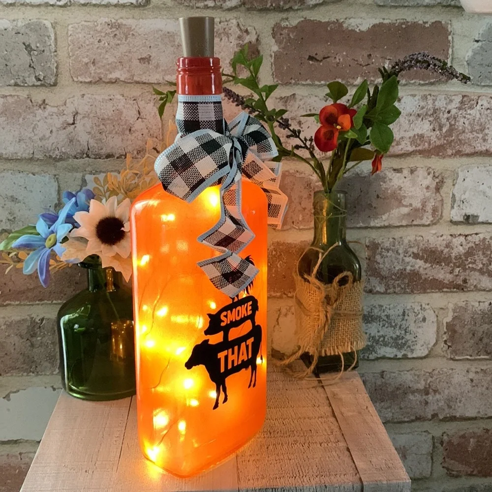 Hand Crafted BBQ Themed ‘I’d Smoke That’ Spirit Bottle Lantern